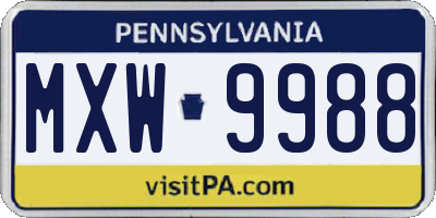 PA license plate MXW9988