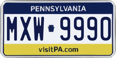PA license plate MXW9990