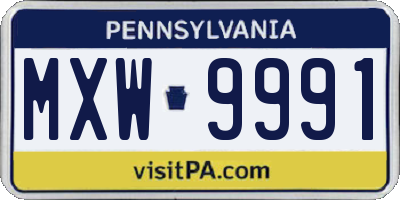 PA license plate MXW9991