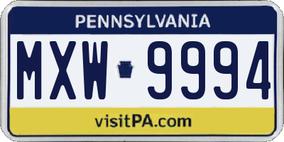 PA license plate MXW9994