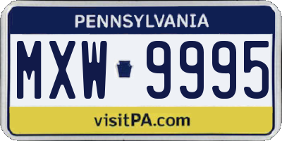 PA license plate MXW9995