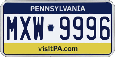 PA license plate MXW9996