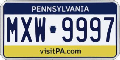 PA license plate MXW9997