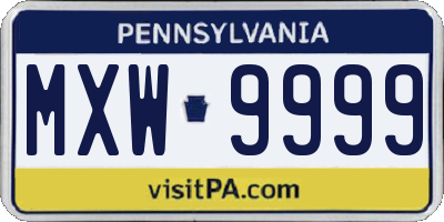PA license plate MXW9999