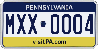 PA license plate MXX0004