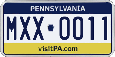 PA license plate MXX0011