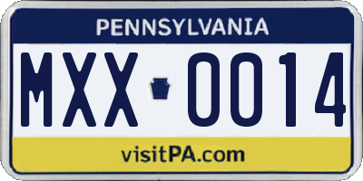 PA license plate MXX0014