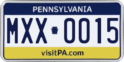 PA license plate MXX0015