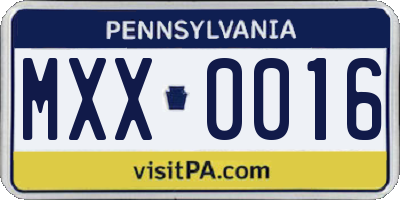 PA license plate MXX0016