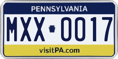 PA license plate MXX0017