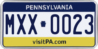 PA license plate MXX0023