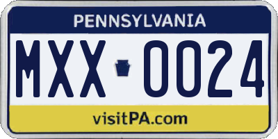 PA license plate MXX0024
