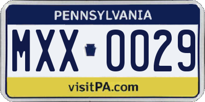 PA license plate MXX0029