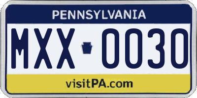 PA license plate MXX0030