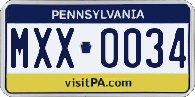 PA license plate MXX0034