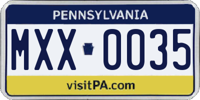 PA license plate MXX0035