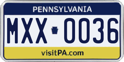 PA license plate MXX0036