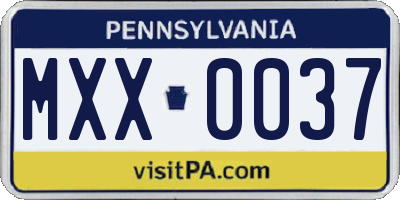PA license plate MXX0037