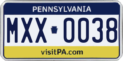 PA license plate MXX0038