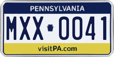 PA license plate MXX0041