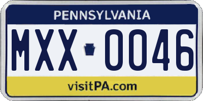 PA license plate MXX0046