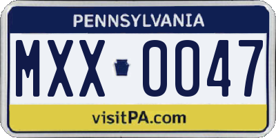 PA license plate MXX0047