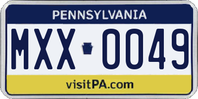PA license plate MXX0049