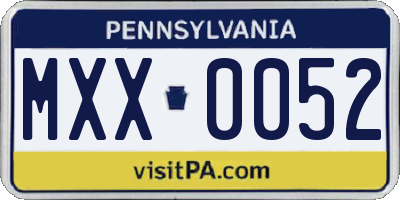 PA license plate MXX0052