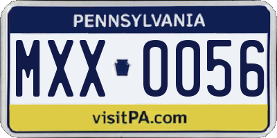 PA license plate MXX0056