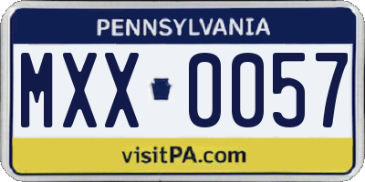 PA license plate MXX0057