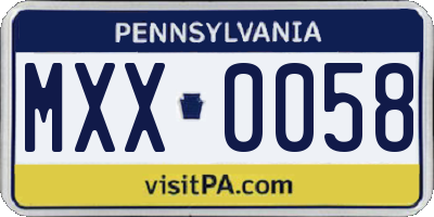 PA license plate MXX0058