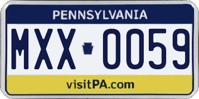 PA license plate MXX0059
