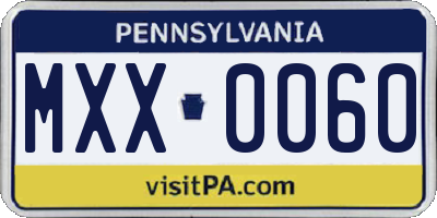 PA license plate MXX0060