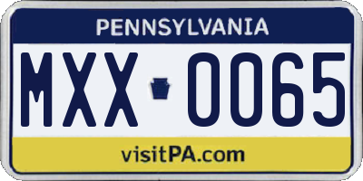 PA license plate MXX0065