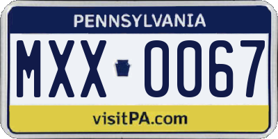 PA license plate MXX0067