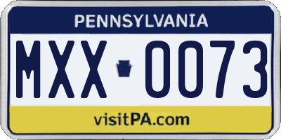PA license plate MXX0073