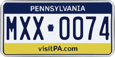 PA license plate MXX0074