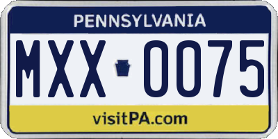 PA license plate MXX0075