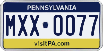 PA license plate MXX0077