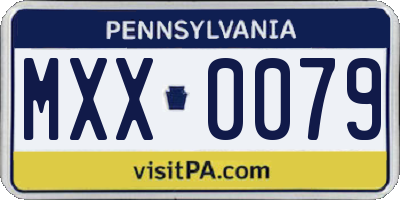 PA license plate MXX0079