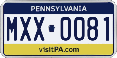 PA license plate MXX0081