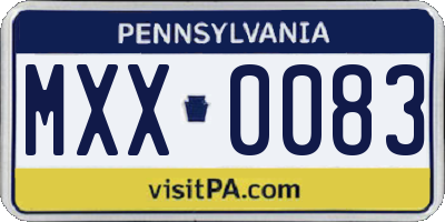 PA license plate MXX0083