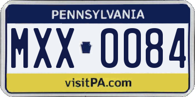 PA license plate MXX0084