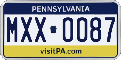 PA license plate MXX0087