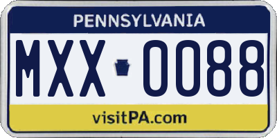 PA license plate MXX0088