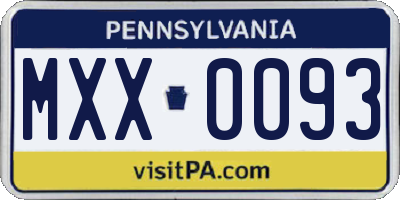 PA license plate MXX0093