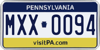 PA license plate MXX0094