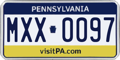 PA license plate MXX0097