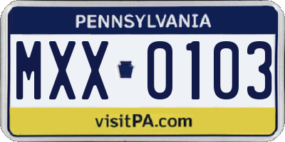 PA license plate MXX0103