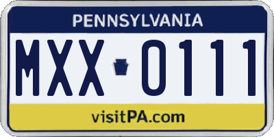 PA license plate MXX0111